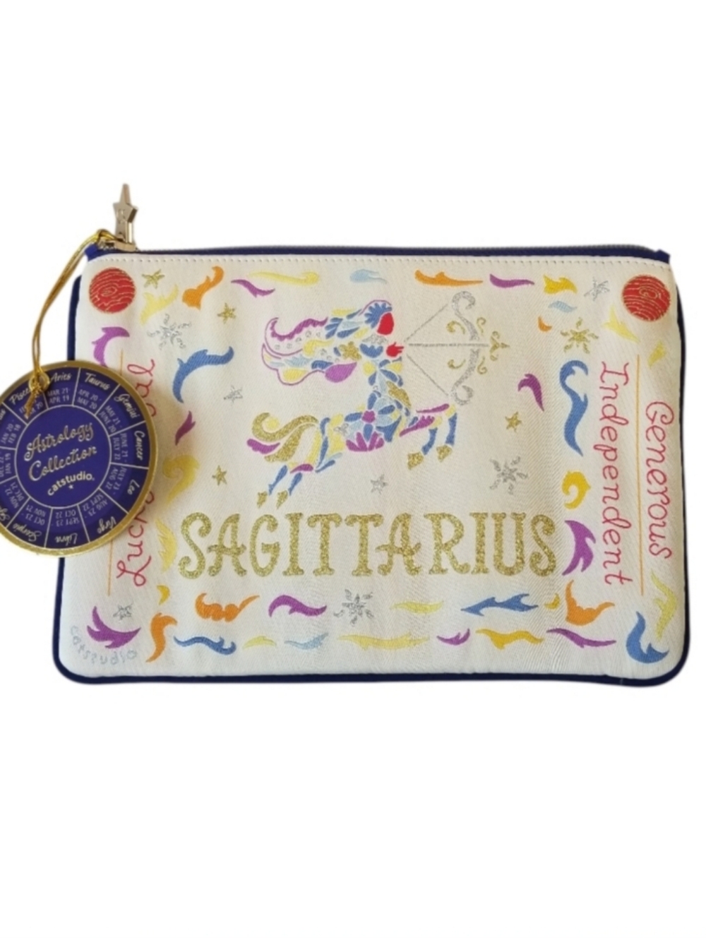 Catstudio Sagittarius Astrology Zip Pouch Zodiac Constellation Embroidered NWT